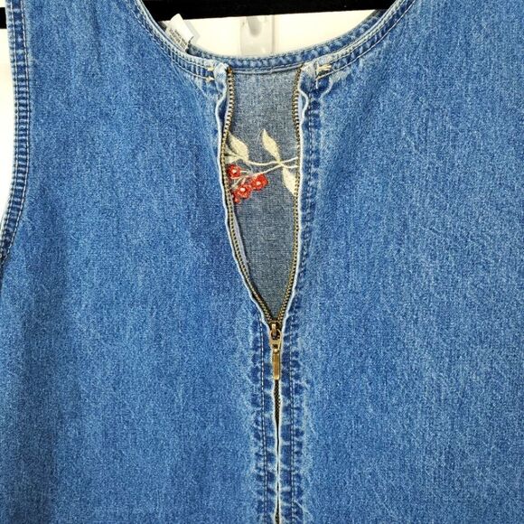 Sunshine Apparel Embroidered Denim Zip-up Maxi Dress Size Large - Picture 8 of 11